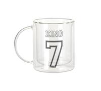 Fabulous Mug Verre Double Paroi - Numéro de Maillot King 7 Sport Football Basketball - Tasse a Cafe et The Isotherme 330ml Effet Suspendu Anti-Brulure Imprime en France