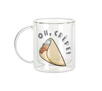 Fabulous Mug Verre Double Paroi - Oh Crêpe Pun Food Street Food - Tasse a Cafe et The Isotherme 330ml Effet Suspendu Anti-Brulure Imprime en France