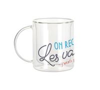 Fabulous Mug Verre Double Paroi - On recommence les Vacances ? Humour Soleil Eté - Tasse a Cafe et The Isotherme 330ml Effet Suspendu Anti-Brulure Imprime en France