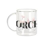 Fabulous Mug Verre Double Paroi - Orchidée Fleurs Minimaliste Chic Jardin Amour - Tasse a Cafe et The Isotherme 330ml Effet Suspendu Anti-Brulure Imprime en France