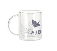 Fabulous Mug Verre Double Paroi - Origami Sculpture Papier Art Japon Asie Culture - Tasse a Cafe et The Isotherme 330ml Effet Suspendu Anti-Brulure Imprime en France