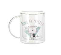 Fabulous Mug Verre Double Paroi - Owl By Myself Mignon Dessin Illustration - Tasse a Cafe et The Isotherme 330ml Effet Suspendu Anti-Brulure Imprime en France
