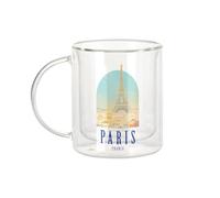 Fabulous Mug Verre Double Paroi - Paris France Illustration Voyage Tour Eiffel Decouverte - Tasse a Cafe et The Isotherme 330ml Effet Suspendu Anti-Brulure Imprime en France