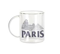 Fabulous Mug Verre Double Paroi - Paris Minimalist Louvre France Ville - Tasse a Cafe et The Isotherme 330ml Effet Suspendu Anti-Brulure Imprime en France