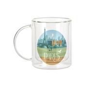 Fabulous Mug Verre Double Paroi - Paris Paysage Ville France Tour Eiffel - Tasse a Cafe et The Isotherme 330ml Effet Suspendu Anti-Brulure Imprime en France