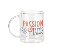 Fabulous Mug Verre Double Paroi - Passion Tacos Street Food O'Tacos French - Tasse a Cafe et The Isotherme 330ml Effet Suspendu Anti-Brulure Imprime en France