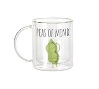 Fabulous Mug Verre Double Paroi - Peas of Mind Pun Food Vegetable Wellness - Tasse a Cafe et The Isotherme 330ml Effet Suspendu Anti-Brulure Imprime en France