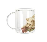 Fabulous Mug Verre Double Paroi - Peinture Chat Blanc A Poils Longs Fleur Persan Mignon Art - Tasse a Cafe et The Isotherme 330ml Effet Suspendu Anti-Brulure Imprime en France