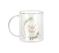 Fabulous Mug Verre Double Paroi - Petal Patrol Mariage Noces Cercle Fleurs - Tasse a Cafe et The Isotherme 330ml Effet Suspendu Anti-Brulure Imprime en France