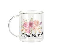 Fabulous Mug Verre Double Paroi - Petal Patrol Wedding Bride Watercolor Bouquet - Tasse a Cafe et The Isotherme 330ml Effet Suspendu Anti-Brulure Imprime en France