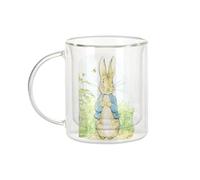 Fabulous Mug Verre Double Paroi - Petter Rabbit Dans Son Jardin Pierre Lapin Illustration Enfant Beatrice Potter - Tasse a Cafe et The Isotherme 330ml Effet Suspendu Anti-Brulure Imprime en France
