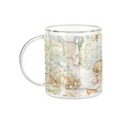 Fabulous Mug Verre Double Paroi - Petter Rabbit Pierre Lapin Jardin Illustration Enfant Beatrice Potter - Tasse a Cafe et The Isotherme 330ml Effet Suspendu Anti-Brulure Imprime en France