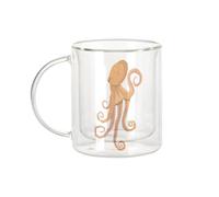 Fabulous Mug Verre Double Paroi - Pieuvre Orange Illustration Dessin Mer Ocean - Tasse a Cafe et The Isotherme 330ml Effet Suspendu Anti-Brulure Imprime en France