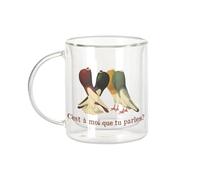 Fabulous Mug Verre Double Paroi - Pigeons - C'est à moi que tu parles ? Biologie Illustration Ancien Tasse a Cafe et The Isotherme 330ml Effet Suspendu Anti-Brulure Imprime en France