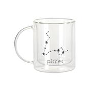 Fabulous Mug Verre Double Paroi - Pisces Sign Astrology Star Divination Constellation Minimalist - Tasse a Cafe et The Isotherme 330ml Effet Suspendu Anti-Brulure Imprime en France