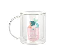 Fabulous Mug Verre Double Paroi - Poche Surprise Coeur de Sirène Illustration Mer Océan - Tasse a Cafe et The Isotherme 330ml Effet Suspendu Anti-Brulure Imprime en France