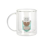Fabulous Mug Verre Double Paroi - Pocket You're my type Typewriter Drawing Love - Tasse a Cafe et The Isotherme 330ml Effet Suspendu Anti-Brulure Imprime en France