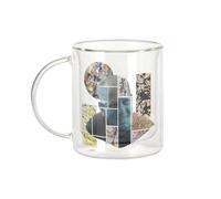 Fabulous Mug Verre Double Paroi - Pollock collage moderne Art Artiste Peinture Abstrait - Tasse a Cafe et The Isotherme 330ml Effet Suspendu Anti-Brulure Imprime en France