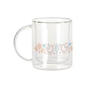 Fabulous Mug Verre Double Paroi - Poussin Imprimé Style Point de Croix Cross Stitch Motif - Tasse a Cafe et The Isotherme 330ml Effet Suspendu Anti-Brulure Imprime en France