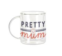 Fabulous Mug Verre Double Paroi - Pretty Mum Family Mother Heart Beauty - Tasse a Cafe et The Isotherme 330ml Effet Suspendu Anti-Brulure Imprime en France