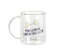 Fabulous Mug Verre Double Paroi - Professional World Traveller Backpacker Travel - Tasse a Cafe et The Isotherme 330ml Effet Suspendu Anti-Brulure Imprime en France