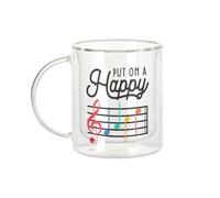 Fabulous Mug Verre Double Paroi - Put On a Happy Face Music Musician Instrument Solfeggio - Tasse a Cafe et The Isotherme 330ml Effet Suspendu Anti-Brulure Imprime en France