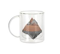 Fabulous Mug Verre Double Paroi - Pyramide Désert Grand Canyon Collage Art Surréalisme - Tasse a Cafe et The Isotherme 330ml Effet Suspendu Anti-Brulure Imprime en France