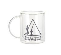 Fabulous Mug Verre Double Paroi - Que la forêt soit avec toi Écologie Environnement Nature - Tasse a Cafe et The Isotherme 330ml Effet Suspendu Anti-Brulure Imprime en France