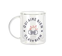 Fabulous Mug Verre Double Paroi - Qui Aime bien Clash bien Combat Rugby Boxe - Tasse a Cafe et The Isotherme 330ml Effet Suspendu Anti-Brulure Imprime en France