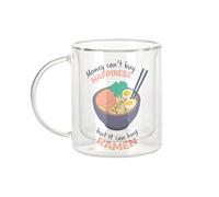 Fabulous Mug Verre Double Paroi - Ramen - Money Can't Buy Happiness Japan Tasse a Cafe et The Isotherme 330ml Effet Suspendu Anti-Brulure Imprime en France
