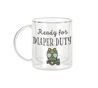Fabulous Mug Verre Double Paroi - Ready for Diaper Duty Baby Daddy Humor - Tasse a Cafe et The Isotherme 330ml Effet Suspendu Anti-Brulure Imprime en France
