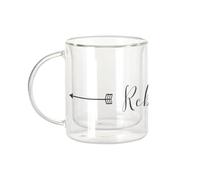 Fabulous Mug Verre Double Paroi - Rebelle Dessin Flèches Calligraphie Message - Tasse a Cafe et The Isotherme 330ml Effet Suspendu Anti-Brulure Imprime en France