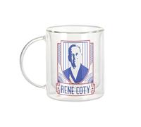 Fabulous Mug Verre Double Paroi - René Coty Style Politique Chic Luxe France - Tasse a Cafe et The Isotherme 330ml Effet Suspendu Anti-Brulure Imprime en France