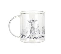 Fabulous Mug Verre Double Paroi - Rio de Janeiro Minimalist Brésil Voyage Foot Carnaval - Tasse a Cafe et The Isotherme 330ml Effet Suspendu Anti-Brulure Imprime en France