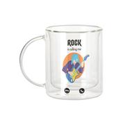 Fabulous Mug Verre Double Paroi - Rock Is Calling Me Music Band - Tasse a Cafe et The Isotherme 330ml Effet Suspendu Anti-Brulure Imprime en France