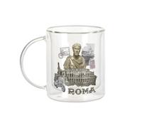 Fabulous Mug Verre Double Paroi - Roma Vintage Rome Voyage Histoire Tourisme - Tasse a Cafe et The Isotherme 330ml Effet Suspendu Anti-Brulure Imprime en France