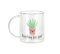 Fabulous Mug Verre Double Paroi - Rooting for Ya! Plants Pot Gardening - Tasse a Cafe et The Isotherme 330ml Effet Suspendu Anti-Brulure Imprime en France