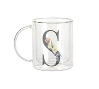 Fabulous Mug Verre Double Paroi - S Sylvia Stéphanie Sarah Sophie Lettre Alphabet Prénom Fleurs - Tasse a Cafe et The Isotherme 330ml Effet Suspendu Anti-Brulure Imprime en France