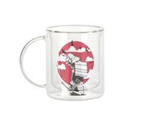 Fabulous Mug Verre Double Paroi - Samurai Soleil Levant Japon Asie Culture Arts Martiaux - Tasse a Cafe et The Isotherme 330ml Effet Suspendu Anti-Brulure Imprime en France