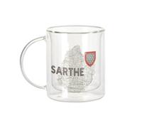 Fabulous Mug Verre Double Paroi - Sarthe 72 Département Le Mans Carte Ancienne - Tasse a Cafe et The Isotherme 330ml Effet Suspendu Anti-Brulure Imprime en France