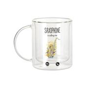 Fabulous Mug Verre Double Paroi - Saxophone Is Calling Me Music Instrument - Tasse a Cafe et The Isotherme 330ml Effet Suspendu Anti-Brulure Imprime en France