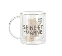 Fabulous Mug Verre Double Paroi - Seine et Marne 77 Departement Melun Carte Ancienne Paris - Tasse a Cafe et The Isotherme 330ml Effet Suspendu Anti-Brulure Imprime en France