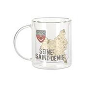 Fabulous Mug Verre Double Paroi - Seine Saint Denis 93 Departement Ile de France Paris - Tasse a Cafe et The Isotherme 330ml Effet Suspendu Anti-Brulure Imprime en France