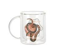 Fabulous Mug Verre Double Paroi - Serpent Rouge Minimaliste Biologie Illustration Ancienne - Tasse a Cafe et The Isotherme 330ml Effet Suspendu Anti-Brulure Imprime en France