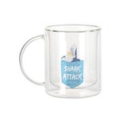 Fabulous Mug Verre Double Paroi - Shark Attack Surprise Pocket Illustration Drawing Sea - Tasse a Cafe et The Isotherme 330ml Effet Suspendu Anti-Brulure Imprime en France