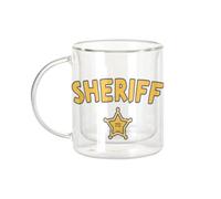 Fabulous Mug Verre Double Paroi - Sheriff Etoile Police Far West BD - Tasse a Cafe et The Isotherme 330ml Effet Suspendu Anti-Brulure Imprime en France