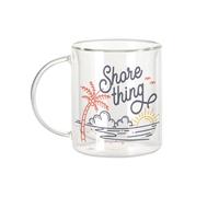 Fabulous Mug Verre Double Paroi - Shore thing Surf Travel Sea Beach - Tasse a Cafe et The Isotherme 330ml Effet Suspendu Anti-Brulure Imprime en France