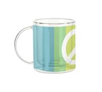 Fabulous Mug Verre Double Paroi - Signe Paix LGBT Drapeau Hippie Psychedelique 70's Couleurs - Tasse a Cafe et The Isotherme 330ml Effet Suspendu Anti-Brulure Imprime en France