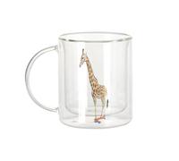 Fabulous Mug Verre Double Paroi - Skate Girafe Collage Vintage Illustration Art Humour Parody Animal - Tasse a Cafe et The Isotherme 330ml Effet Suspendu Anti-Brulure Imprime en France