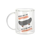 Fabulous Mug Verre Double Paroi - Skateboard - Money Can't Buy Happiness Tasse a Cafe et The Isotherme 330ml Effet Suspendu Anti-Brulure Imprime en France